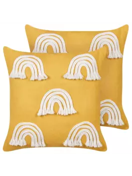 Декоративная подушка Beliani 2er Set Deko LEEA, цвет gelb/wei