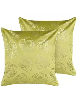 Декоративная подушка Beliani 2er Set Deko MONSTERA, цвет grn/gold