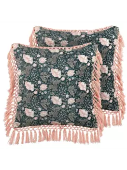 Декоративная подушка Beliani 2er Set Deko PARROTIA, цвет blau/rosa