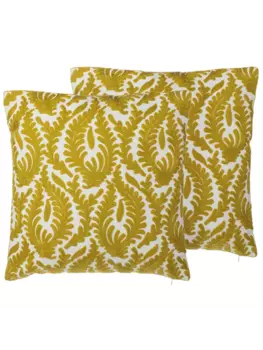 Декоративная подушка Beliani 2er Set Deko PRIMULA, цвет gelb/wei