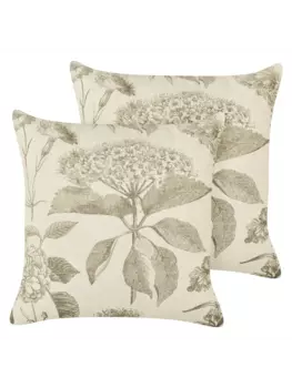Декоративная подушка Beliani 2er Set Deko ROSEMARY, цвет beige/grn