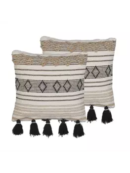 Декоративная подушка Beliani 2er Set Deko SAMBUCUS, цвет beige/schwarz