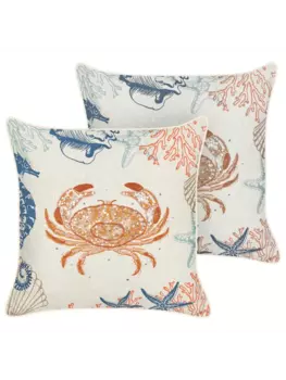 Декоративная подушка Beliani 2er Set Deko SARGASSUM, цвет beige/rot/blau