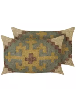 Декоративная подушка Beliani 2er Set Deko SARON, цвет grn/beige/bunt