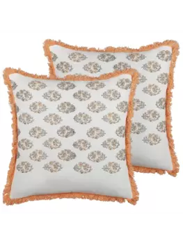 Декоративная подушка Beliani 2er Set Deko SATIVUS, цвет wei/orange/grau