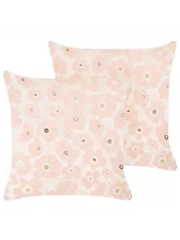 Декоративная подушка Beliani 2er Set Deko TRITELEIA, цвет rosa/gold/beige