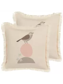 Декоративная подушка Beliani 2er Set Deko WATTLE, цвет beige/grau/rosa