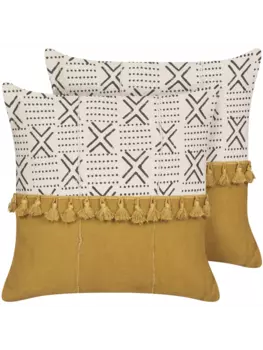 Декоративная подушка Beliani 2er Set Deko WOODI, цвет wei/schwarz/wei