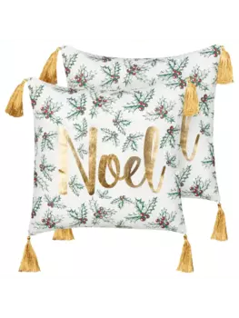 Декоративная подушка Beliani 2er Set Deko ZAMIA, цвет wei/gold/grn