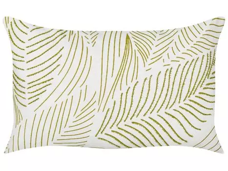 Декоративная подушка BELIANI белый/зеленый хлопковый чехол с наполнителем из полиэстера 30 х 50 см с узором в виде листьев современные аксессуары гостиная и спальня прихожая прихожая