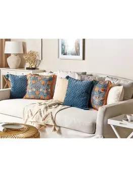 Декоративная подушка Beliani Deko MITELLA, цвет blau/orange