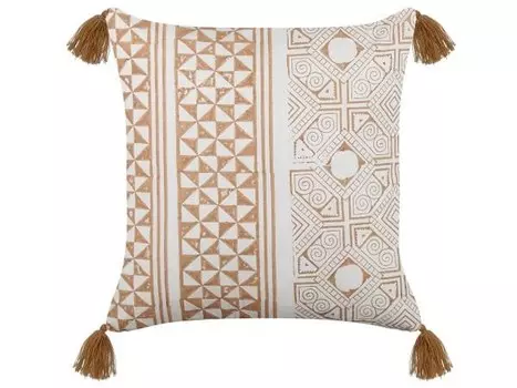 Декоративная подушка Beliani MALUS, 45x45x45 см цвет braun/hellbraun/wei