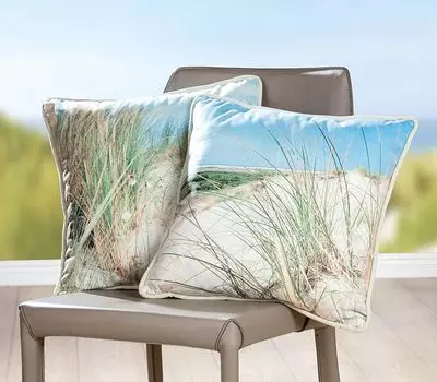 Декоративная подушка Диванная подушка, комплект из 2 шт., морская, дюны, дюнный пейзаж, 40х40см, тканевая подушка Gilde Handwerk