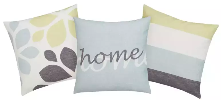 Декоративная подушка для дома "Миа", надпись, в полоску, с рисунком, чехлы без наполнителя, 3 шт Home affaire 40х40 см, синий/серый