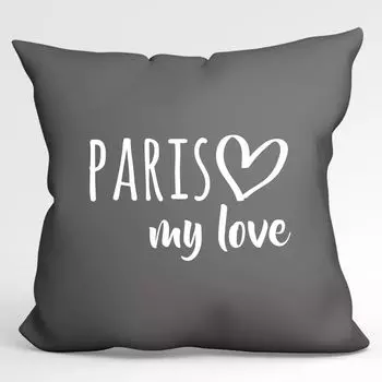 Декоративная подушка Huuraa Paris my love с наполнителем 40x40см, размер Steel Grey, для всех поклонников Франции, идея подарка для друзей и семьи Hellweg Druckerei