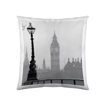 Декоративная подушка из хлопка etrea Big Ben винтажный серый 40 x 40 см - декоративный чехол без наполнителя - стандартный чехол Oekotex для дивана, гостиной, спальни на молнии Etrea Himmlische Qualitt