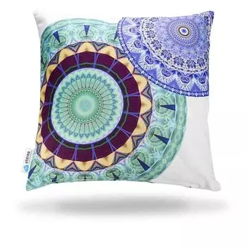 Декоративная подушка из хлопка etrea mandala aqua 50 x 50 см - декоративный чехол без наполнения подушки - стандартный чехол для дивана, гостиной, спальни - принт с обеих сторон и молния Etrea Himmlische Qualitt