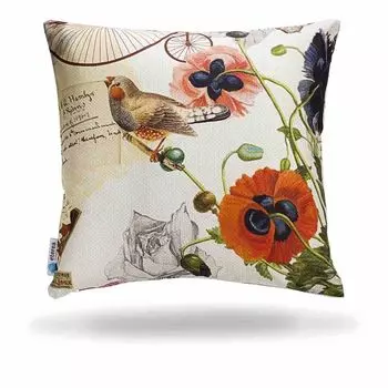 Декоративная подушка из хлопка etrea, винтажная птица, 40 x 40 см - декоративный чехол без наполнителя - стандартный чехол Oekotex для дивана, гостиной, спальни - принт с обеих сторон и молния Etrea Himmlische Qualitt