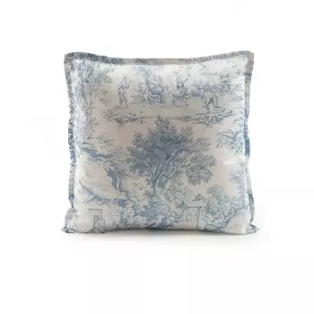 Декоративная подушка из хлопка и перкаля с принтом Toile de Jouy - Jouy Lisola, цвет Blu