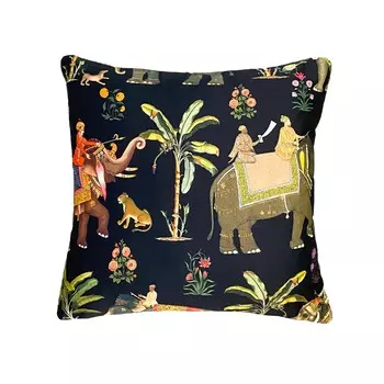 Декоративная подушка из хлопкового атласа с цирковым принтом - Circus Lisola, свинец