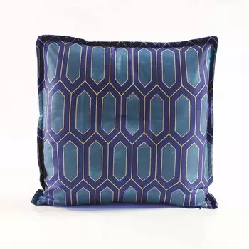 Декоративная подушка из хлопкового перкаля с геометрическим принтом - Королевский Lisola, цвет Blu