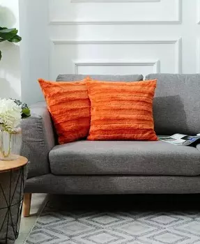 Декоративная подушка из искусственного меха размером 18 x 18 дюймов, упаковка из 2 шт Cheer Collection, оранжевый