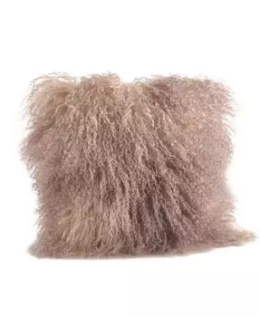 Декоративная подушка из монгольской шерсти и меха ягненка, 20 x 20 дюймов Saro Lifestyle, бежевый