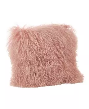 Декоративная подушка из монгольской шерсти и меха ягненка, 20 x 20 дюймов Saro Lifestyle, розовый