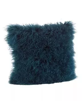 Декоративная подушка из монгольской шерсти ягненка, 20 x 20 дюймов Saro Lifestyle, синий