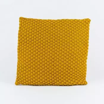 Декоративная подушка из шерсти с жемчужным узором однотонная горчично-желтого цвета 40х40см Stof