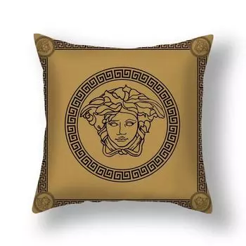 Декоративная подушка Меандр, чехол на подушку, бархатная декоративная подушка 45 х 45 см, благородное и элегантное золото Bavary