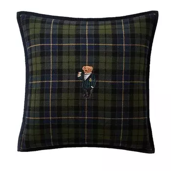 Декоративная подушка «Медведь» в клетку Ralph Lauren, 20 x 20 дюймов, зеленый