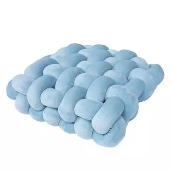 Декоративная подушка Мягкая удобная тканая плюшевая подушка для гостиной, дивана, дизайн с узлом, домашний декор для повседневной жизни-светло-голубой, размер: S Stuttg