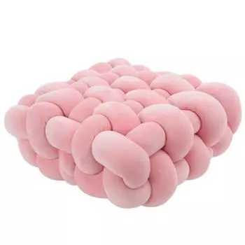 Декоративная подушка Мягкая удобная тканая плюшевая подушка для гостиной, дивана, дизайн с узлом, домашний декор для повседневной жизни, синий размер M Stuttg, розовый