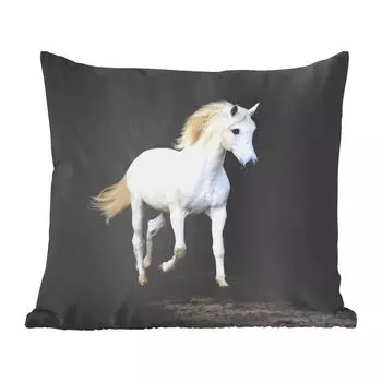 Декоративная подушка MuchoWow, диванная подушка, декоративная подушка для гостиной, 60 х 60 см, лошади, песок, темный, чехол на подушку, хлопчатобумажная ткань, декоративные чехлы на подушки