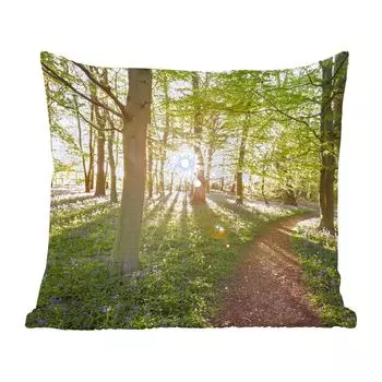 Декоративная подушка MuchoWow, диванная подушка, декоративная подушка для гостиной, 60 х 60 см, лес, дерево, солнце, чехол на подушку, хлопчатобумажная ткань, декоративные чехлы на подушки