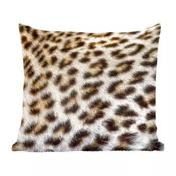 Декоративная подушка MuchoWow, диванная подушка, декоративная подушка для гостиной, 60 x 60 см, пальто крупным планом леопардовый - чехол на подушку - хлопчатобумажная ткань - декоративные чехлы на подушки