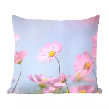 Декоративная подушка MuchoWow, диванная подушка, декоративная подушка для гостиной, 60 x 60 см, цветы, розовый, для сада, натуральный, чехол на подушку, хлопчатобумажная ткань, декоративные чехлы на подушки