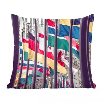 Декоративная подушка MuchoWow, диванная подушка, декоративная подушка для гостиной, 60 х 60 см, национальные флаги разных стран - чехол на подушку - хлопчатобумажная ткань - декоративные наволочки
