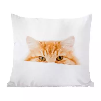 Декоративная подушка MuchoWow Диванная подушка Декоративная подушка для гостиной 60 x 60 см Кот — Красный — Белый — Девочки — Мальчики — Дети — Чехлы на подушки — Хлопчатобумажная ткань — Декоративные наволочки