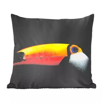 Декоративная подушка MuchoWow, диванная подушка, декоративная подушка для гостиной, 60 х 60 см, тукан, птица, клюв, чехол на подушку, хлопчатобумажная ткань, декоративные чехлы на подушки
