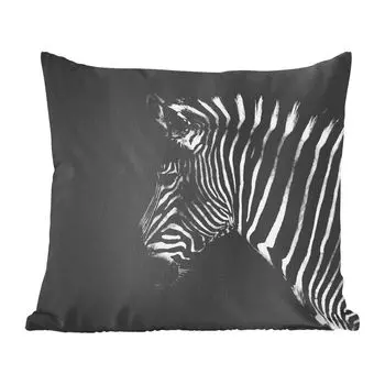 Декоративная подушка MuchoWow, диванная подушка, декоративная подушка для гостиной, 60 х 60 см, зебра - дикие животные - черный - чехол на подушку - хлопчатобумажная ткань - декоративные наволочки