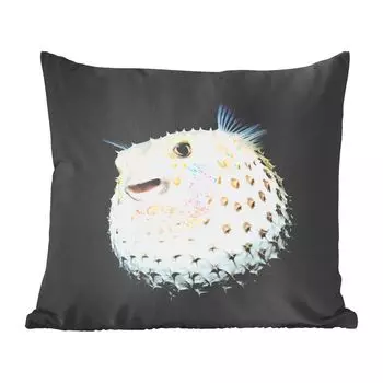 Декоративная подушка MuchoWow, диванная подушка, декоративная подушка для гостиной, 60 х 60 см, рыбы, морские существа, портрет, чехол на подушку, хлопчатобумажная ткань, декоративные чехлы на подушки