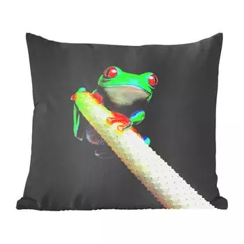 Декоративная подушка MuchoWow, диванная подушка, декоративная подушка для гостиной, 60 х 60 см, лягушка, животное, растение, чехол на подушку, хлопчатобумажная ткань, декоративные чехлы на подушки