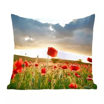 Декоративная подушка MuchoWow Диванная подушка Декоративная подушка для гостиной 45 x 45 см Красочное небо над множеством маков - Чехлы для подушек - Декоративные чехлы для подушек - Декоративные чехлы для подушек