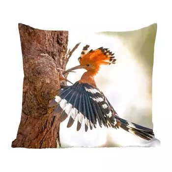 Декоративная подушка MuchoWow, диванная подушка, декоративная подушка для гостиной, 60 х 60 см, птица, дерево, лес, чехол на подушку, хлопчатобумажная ткань, декоративные чехлы на подушки, мультиколор