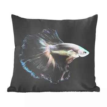 Декоративная подушка MuchoWow, диванная подушка, декоративная подушка для гостиной, 60 х 60 см, рыба, хвост, белый, чехол на подушку, хлопчатобумажная ткань, декоративные чехлы на подушки