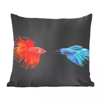 Декоративная подушка MuchoWow, диванная подушка, декоративная подушка для гостиной, 60 х 60 см, рыба, дикие животные, черный, чехол на подушку, хлопчатобумажная ткань, декоративные чехлы на подушки
