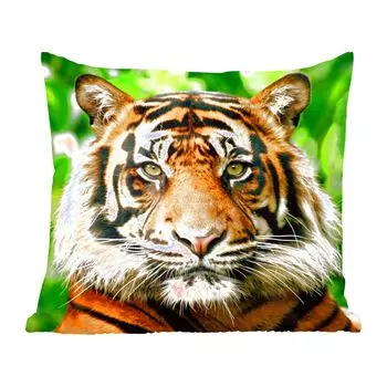 Декоративная подушка MuchoWow, диванная подушка, декоративная подушка для гостиной, 60 х 60 см, тигр, голова, лес, чехол на подушку, хлопчатобумажная ткань, декоративные чехлы на подушки