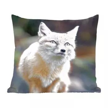 Декоративная подушка MuchoWow, диванная подушка, декоративная подушка для гостиной, 60 х 60 см, лиса - макро - дерево - чехол на подушку - хлопчатобумажная ткань - декоративные наволочки
